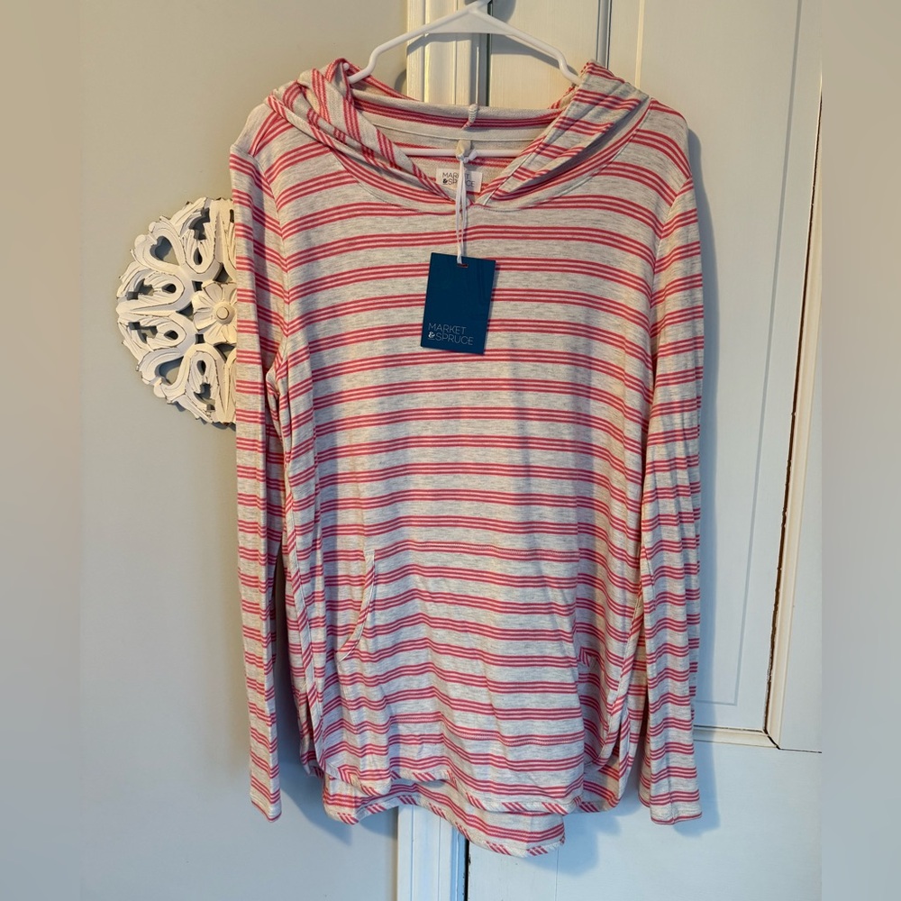 Market & Spruce Striped Hoodie NWT